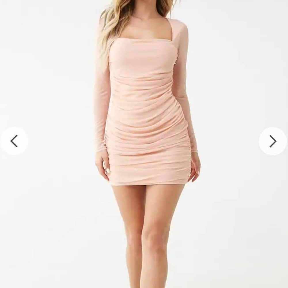 Blush Ruched Long Sleeve Dress 💕